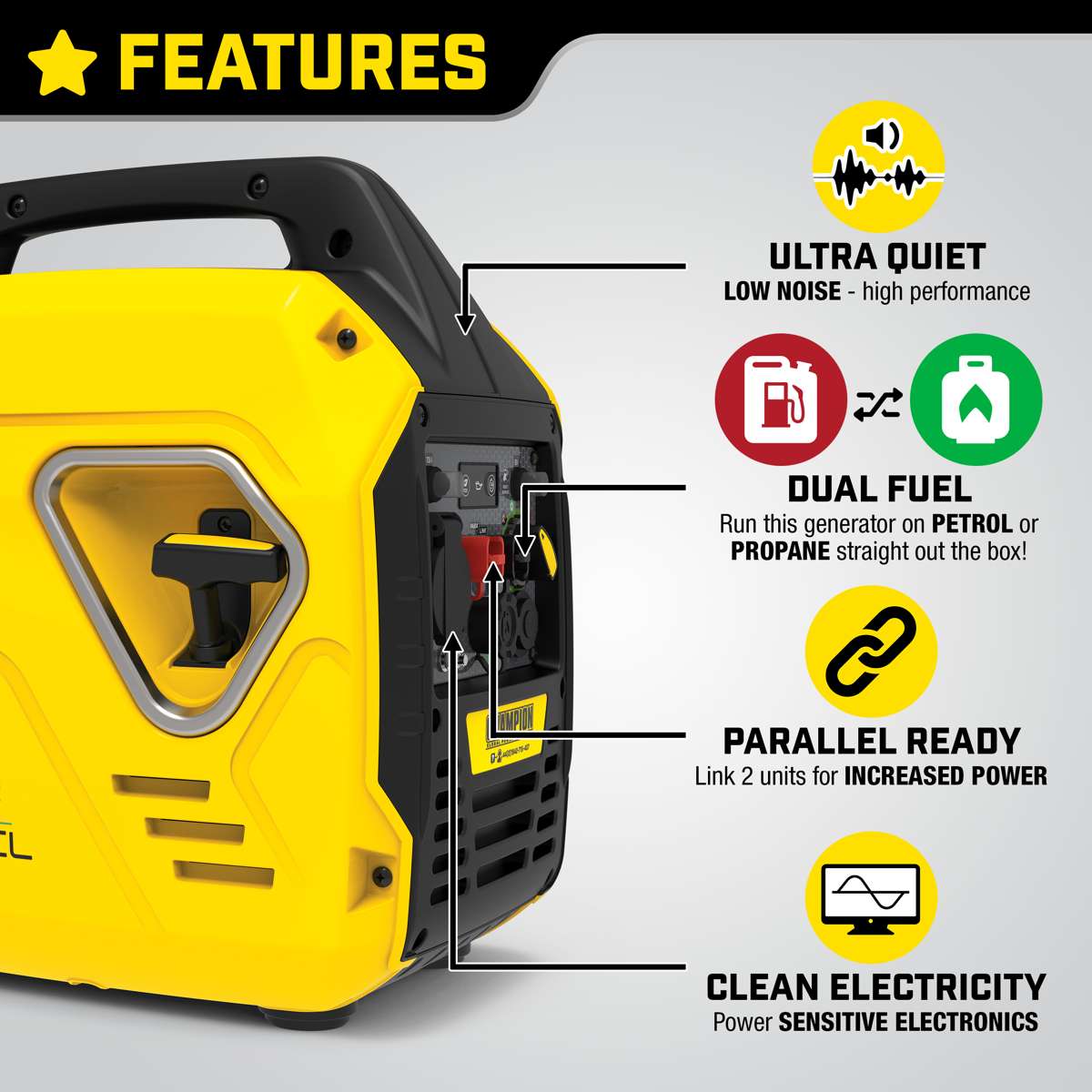 Champion 2200 Watt LPG Dual Fuel Inverter Generator