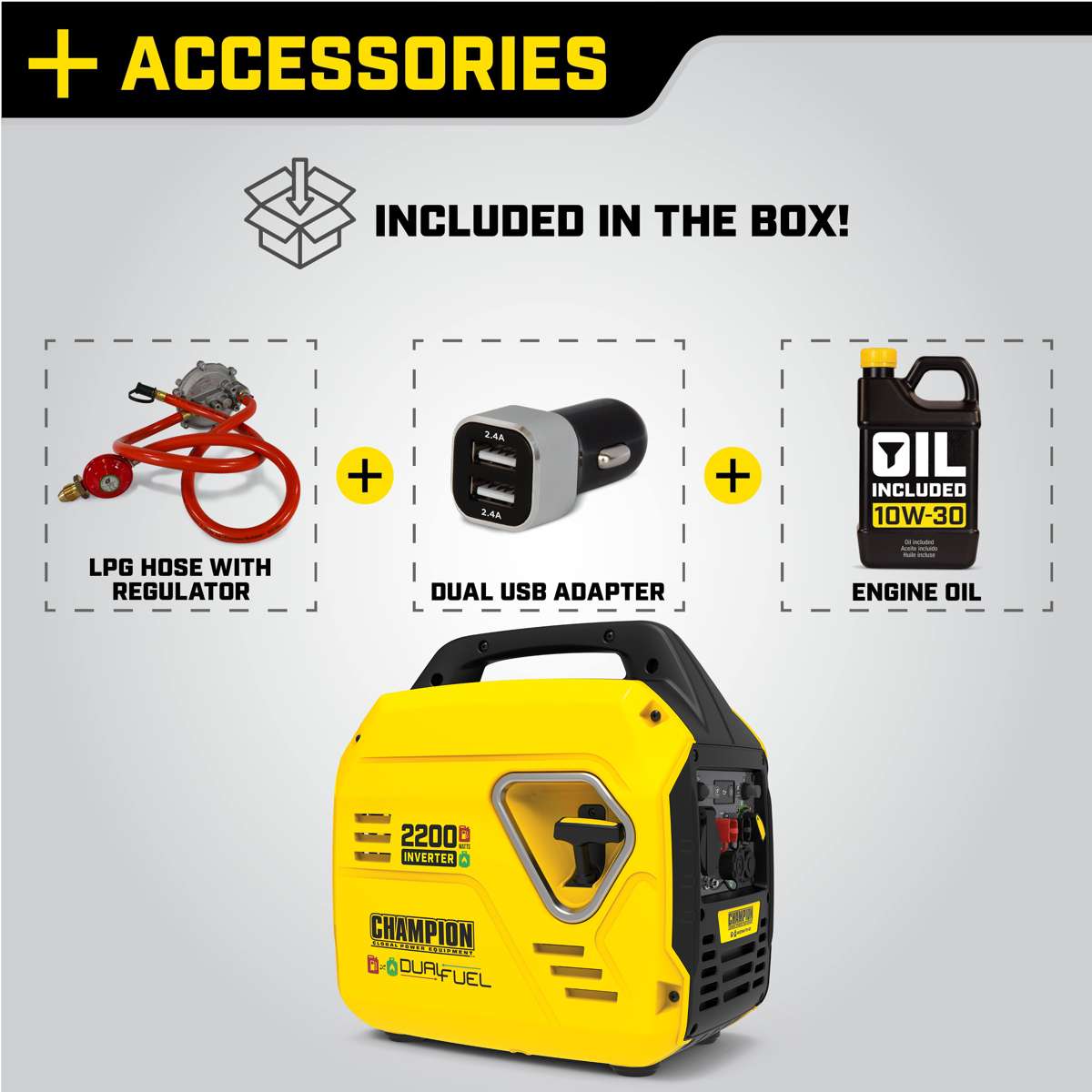 Champion 2200 Watt LPG Dual Fuel Inverter Generator